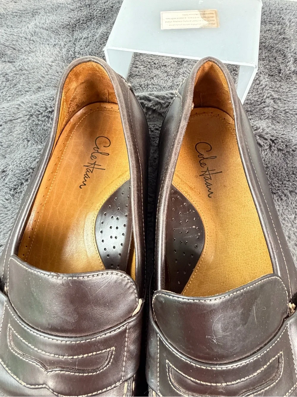 Cole Haan Men’s 12M Brown Leather Penny Loafers Moc Toe Dress Shoes